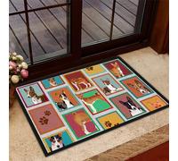 Bioputty Tapis de porte d'entrée antidérapant - Tapis de bienvenue en forme d'animal Basenji - Tapis de porche - Tapis de décoration d'intérieur avec envers en caoutchouc - Facile à nettoyer - Tapis