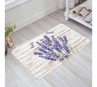 Bioputty Tapis de porte violet lavande libellule tapis de cuisine extérieur intérieur tapis de porte fleur aquarelle pour entrée de la maison, tapis de salle de bain antidérapant lavable tapis de sol