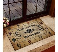Bioputty Welcome to Our Home Roll for Initiative Paillasson d'intérieur rétro Tapis de sol antidérapant absorbant rapidement Tapis de bienvenue Tapis de porte à poils courts Tapis d'entrée Tapis de