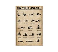 Bioputty Yin Yoga Asanas Knowledge, 30,5 x 20,3 cm, affiche amusante vintage décoration murale art cadeau rétro image en métal panneau