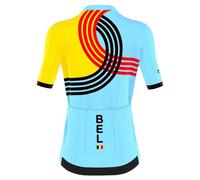 Bioracer Icon Boic Olympics Paris 2024 Short Sleeve Jersey Bleu S Femme Light Blue / Yellow / Red / Black