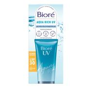 Biore Aqua Rich UV Fluide hydratant léger pour le visage Protection solaire SPF 30 UVA/UVB Fonctionne sous maquillage Non gras