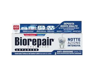 Biorepair, Dentifrice avancé, nuit intense anti-érosion, protège et répare l'émail dentaire, antibactérien, avec MicroRepair, zinc PCA et xylitol, pour une haleine fraîche, 75 ml