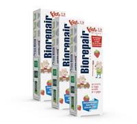 Biorepair ® - Dentifrice pour enfants de 0 à 6 ans, dentifrice pour enfants sans fluor, arôme de fruits, anticarie, pour des gencives saines, 3 unités x 50 ml