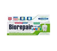 Biorepair, Junior Lot de 12 tubes de dentifrice pour enfants de 6 à 12 ans - 75 ml - Sans fluor - Avec vitamine E - Antioxydant - Pour des gencives saines - Rafraîchissant au goût de menthe
