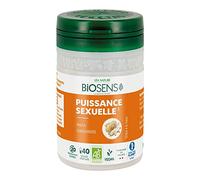 Biosens - Gélule végétale Puissance sexuelle - Maca et Gingembre - Certifié Bio AB Vegan - Fabriqué en France - Actifs 100% Végétaux - Programme de 20 jours - 40 gélules