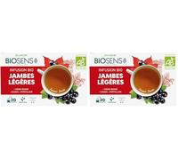 Biosens - Infusion Jambes légères - Vigne Rouge, Cassis et Myrtillier - Certifié Bio AB - Fabriqué en France - 20 sachets (Lot de 2)