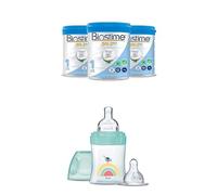Biostime SN-2 Bio Plus - Lot de 3 Laits infantiles Bio 1er âge en poudre de 0 à 6 mois (800g) ET DODIE Biberon Spécial Naissance Tétine Plate + Tétine Ronde 150mL