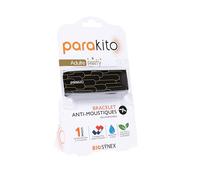 BIOSYNEX - PARAKITO - Bracelet Anti-Moustiques Rechargeable - 2 Recharges Incluses - 1 Mois d'Utilisation - Sans DEET - Motif Doré Party Tubes - Taille Adulte
