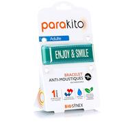 BIOSYNEX - Parakito - Bracelet Anti-Moustiques Rechargeable - 2 Recharges Incluses - 30 Jours d'Utilisation - Sans DEET - Motif Enjoy & Smile - Taille Adulte