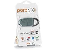 BIOSYNEX - PARAKITO - Clip Anti-Moustiques Réutilisable - 2 Plaquettes Incluses aux Huiles Essentielles - 1 Mois de Protection - Sans DEET - Pour Sac à Dos ou Autre Équipement (Kaki)