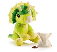 BIOSYNEX - Peluche Bouillotte Micro-Ondable avec Billes d'Argile Jurassic World Explorer - Doudou Bien-Être Lavable en Machine - Chaleur Douce et Réconfortante - Dès la naissance (Triceratops)