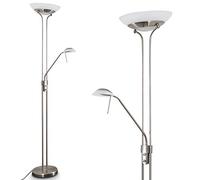 Biot Projecteur LED Lampadaire Nickel 18 W 1600 Lumens et liseuse 5 W 450 lm 3 000 K