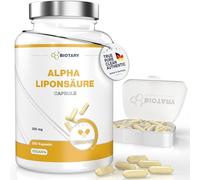BIOTARY Acide alpha-lipoïque 200 gélules 600 mg avec pilulier inclus, réserve de 6 à 7 mois, acide R-alpha-lipoïque à haute biodisponibilité, gélules d’ALA pures, qualité testée en laboratoire (2)