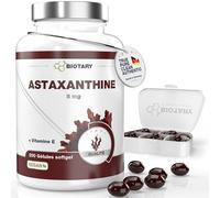 BIOTARY Astaxanthine 8 mg 200 gélules végétales Végétaliennes et naturelles, avec vitamine E, boîte à pilules incluse, testées en laboratoire, Haematococcus Pluvialis, approvisionnement pour 6 à 7 moi