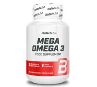 BioTechUSA Mega Omega 3 Softgel Capsules | 70% EPA et DHA | Santé normale du cerveau et du cœur | Vitamine E ajoutée, 90 capsules