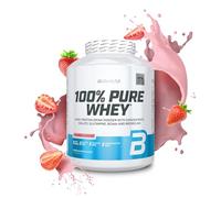 BioTechUSA 100% Pure Whey | Poudre de protéines avec BCAA et Glutamine | Sans gluten, sans huile de palme | 21g de protéines par portion, 2.27 kg, Fraise