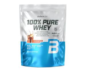 BioTechUSA 100% Pure Whey | Protéine de lactosérum, concentré & isolat | BCAA & L-glutamine | Enzymes bromélaïne | Faible teneur en sucres | 900 g, Caramel salé