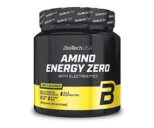 BioTechUSA Amino Energy Zero with Electrolytes | Pre-workout | 9 Acides Aminés Essentiels | Caféine | Sans sucre, sans gluten, 360 g, Lime