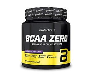 BioTechUSA BCAA Zero | Acides aminés ramifiés au ratio 2:1:1 en poudre | Vitamine B6 pour réduire la fatigue | Avec L-glutamine | Sans sucres, gluten ni lactose | 360 g, Raisin bleu
