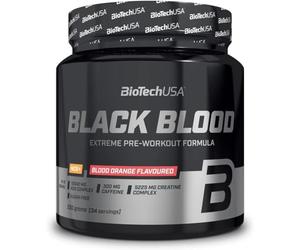 BioTechUSA Black Blood NOX+ | Pré-entraînement avec créatine & caféine | Citrulline, arginine & bêta-alanine | Vitamines B & C pour réduire la fatigue | Sans sucres | 340 g | Orange sanguine