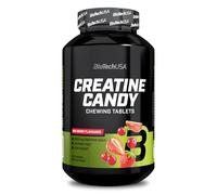 BioTechUSA Creatine Candy | Créatine monohydrate micronisée à croquer | 3 g de créatine par jour | Faible teneur en sucres | Végétalien | Sans lactose, gluten & OGM | 240 comprimés, Fruits Rouges