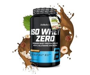 BioTechUSA Iso Whey Zero | Isolat de lactosérum à haute teneur en protéines | BCAA & glutamine | Lactose réduit, sans gluten ni sucres | 21 g de protéines par portion | 908 g, Noisette