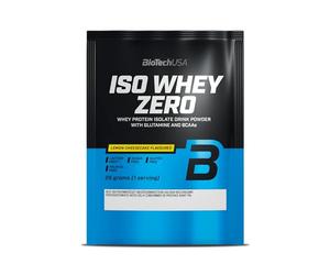 BioTechUSA Iso Whey Zero | Isolate de protéines de lactosérum de qualité supérieure | Sans enzymes | Sans sucre et sans gluten, 25 g, cheesecake au citron