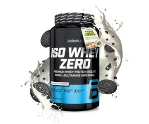 BioTechUSA Iso Whey Zero | Premium Whey Protein Isolate | Grass-Fed | Enzyme-Free | Sugar- and Gluten-free, 908 g, Black biscuit