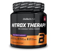 BioTechUSA Nitrox Therapy | Avec vitamine B6, magnésium et caféine | 16 ingrédients actifs | Sans gluten, sans lactose, 340 g, Raisin bleu
