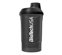 BioTechUSA Wave Shaker | Bouteille shaker | 100% étanche | Mélange amélioré | Durable et sûr | Sans BPA, 600 ml, Fumée Noire