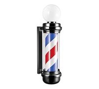 Biotiff - Enseigne Barbier LED Rotative avec Sphère Lumineuse | 85 cm | Cylindre Motorisé Bleu Blanc Rouge | Usage Intérieur/Extérieur | 220V (Noir)