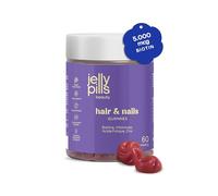 Biotin Gummies, Acide folique et 8 Vitamines - sans sucres ajoutés - 100% Vegan & Naturel - pour réduire la chute des cheveux - Complexe pour cheveux et ongles - saveur framboise - Jelly Pills®
