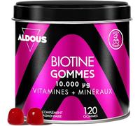 Biotine 10.000 mcg - 120 gummies - arôme cerise - Gummies pour cheveux - Acide folique, Zinc, Sélénium, Iode + Vitamines - Biotine pour cheveux - Vitamines pour cheveux, peau et ongles - Multivitamine