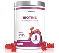 Biotine 150 gummies 5000 µg vitamines A B5 B6 B9 B12 C D3 E zinc