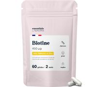Biotine 450 µg avec Sélénium et Zinc - Cheveux, Ongles & Peau - 60 Gélules pour 2 Mois - Complément Alimentaire Vitamine B8 - Fabriqué en France - Essentials by Novoma