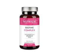 Biotine cheveux 10000 mgc - Cheveux Peau et Ongles - Vitamines E D Zinc Sélénium - 120 Capsules Végétarien Nutralie