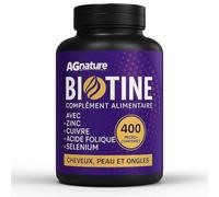 Biotine Cheveux pour Croissance et Anti-Chute Femme Homme 400 MicroComprimés | Complément Capillaire avec Sélénium Zinc et Acide Folique pour Ongles et Peau Saine