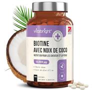 Biotine Cheveux Pousse Rapide | 12 000 mg Extra Fort ~ 1 An en Bouteille | B7 Vitamine Complement Alimentaire Perte de Cheveux Femme et Homme | Cure Anti Chute Pousse et Volume | VitaBright Biotin