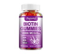 Biotine Gommes 10,000 mcg (100 gommes) Complément alimentaire, cheveux, peau, ongles, système immunitaire, articulations, collagène