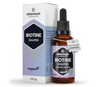 Biotine gouttes avec technologie EMULDROP pour une absorption maximale 100 jours 50 ml sublinguales véganes pour cheveux peau et ongles sans conservateurs