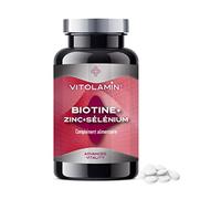 BIOTINE + ZINC + SÉLÉNIUM | VITOLAMIN® | 365 COMPRIMÉS | Contribue à la croissance des cheveux et renforce la peau et les ongles