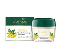 Biotique Banana Masque capillaire profondément nourrissant enrichi en extraits naturels de banane aide à renforcer, hydrater et lisser les cheveux normaux à secs, réduit les frisottis, la casse et la