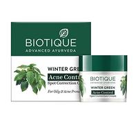 Biotique - Crème correctrice Bio Winter Green pour les boutons d'acné, pour peaux grasses et à tendance acnéique, 15 g