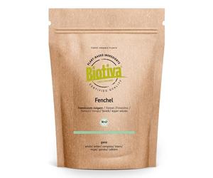 Biotiva Fenouil sucré entièrement bio 1000 g - Foeniculum vulgare - Graines de fenouil - Certifié sans substances nocives - Sachet fraîcheur refermable Biotiva