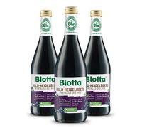 BIOTTA Jus de Myrtilles des Bois Préparation à Base de Myrtilles des Bois 100% Bio Riche en Nutriments Fabrication Suisse 500 ml - Lot de 3