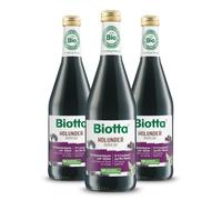 BIOTTA - Jus de Sureau - Cocktail Naturel de Baies et Fleurs de Sureau - Formule Sans Sucre Ajouté ni Additif - Idéal Chaud ou Froid pour une Pause Bien-Être - Recette 100% Bio - 500 ml - Lot de 3