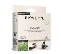 Biovetol - Collier Anti puces pour Chat Naturels d'origine Végétale- Protection 3 Mois- Réglables et Imperméables pour Chat (+15kg) - 35cm