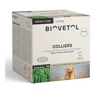 Biovetol - Collier Anti puces pour Chien Naturels (x6) d'origine Végétale- Protection 3 Mois- Réglables et Imperméables pour Moyens et Grands Chiens (+15kg) - 75cm