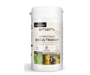 Biovetol - Comprimés à croquer Regul'Transit - Probiotiques, Prébiotiques, Digestion pour Chien - Flore Intestinale - Conçu et fabriqué en France - 20 comprimés